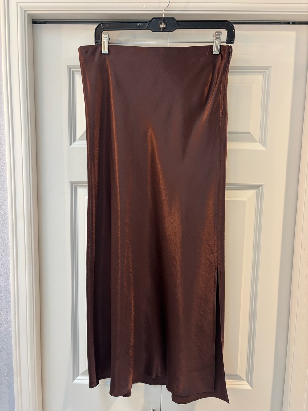 Vince Chocolate Brown Maxi Satin Slip Skirt